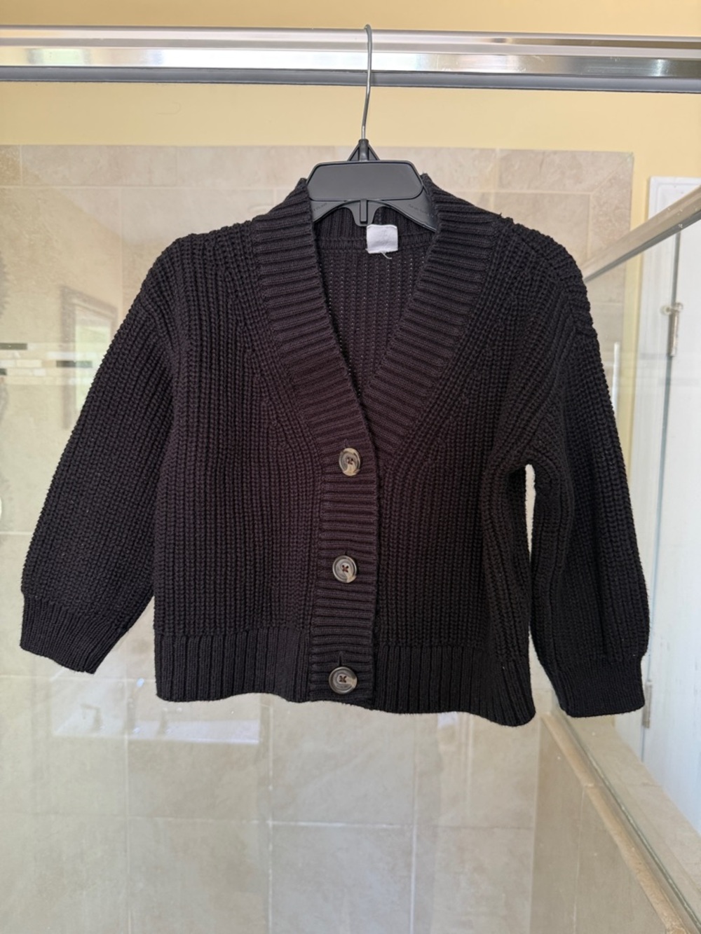 Gap Kids- Black Chunky Knit three Button-Front sweater. Size 3